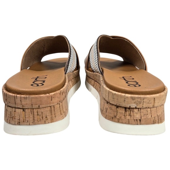 Earth Womens 11M etFINALE Wedge Platform Cork Sandals Brown Tan Beaded‎ Strap